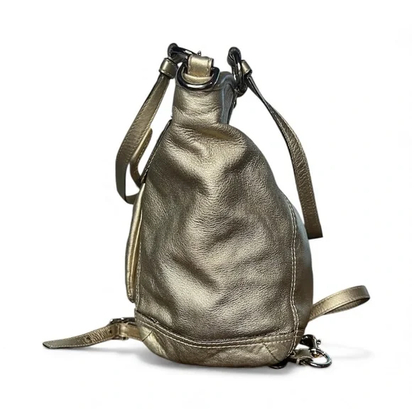COACH Leah Large Metallic Gold Luxury Leather Satchel - Picture 5 of 12